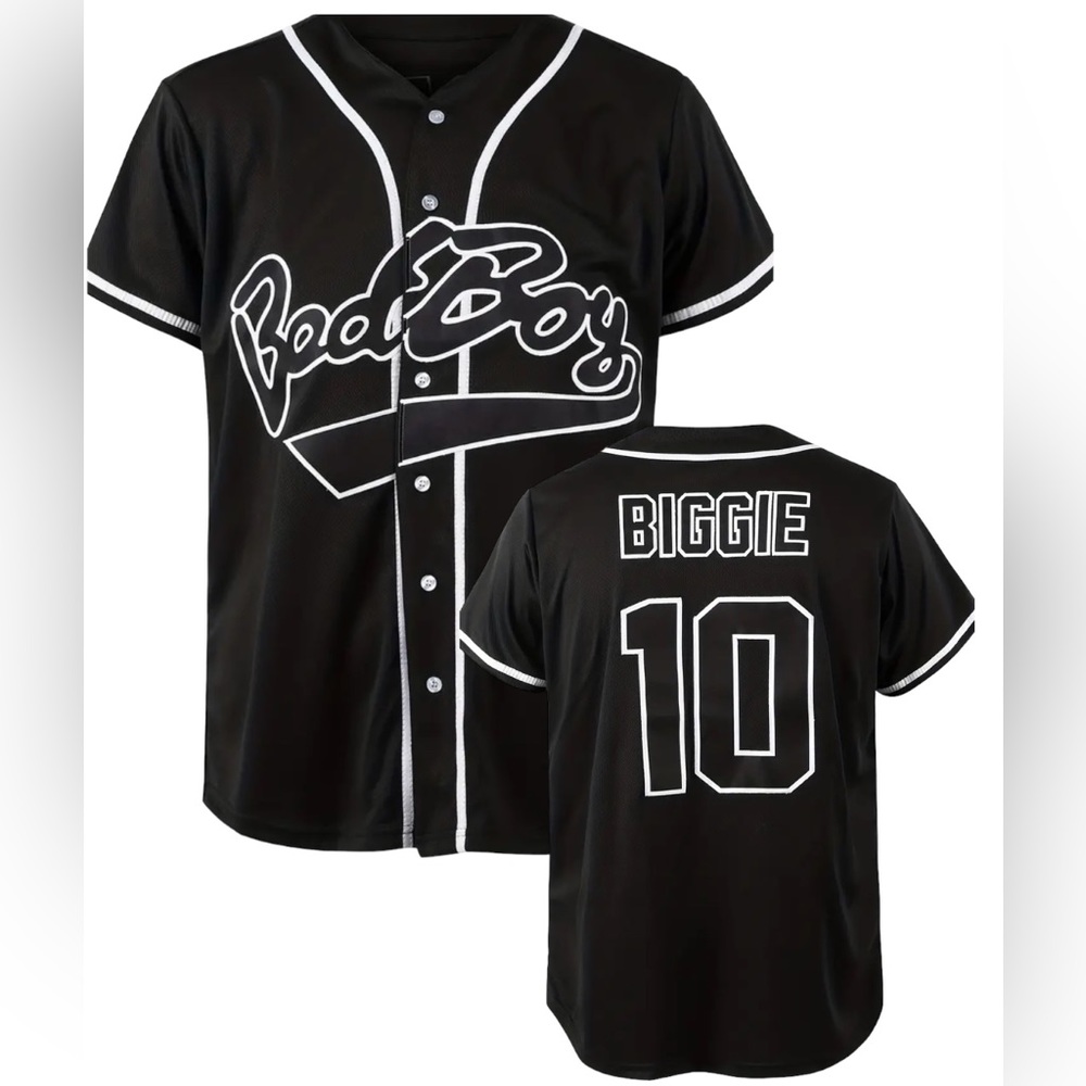 "Bad Boy" Embroidery Baseball Jersey, Mens Vintage Stripe V Button Up Hip Hop